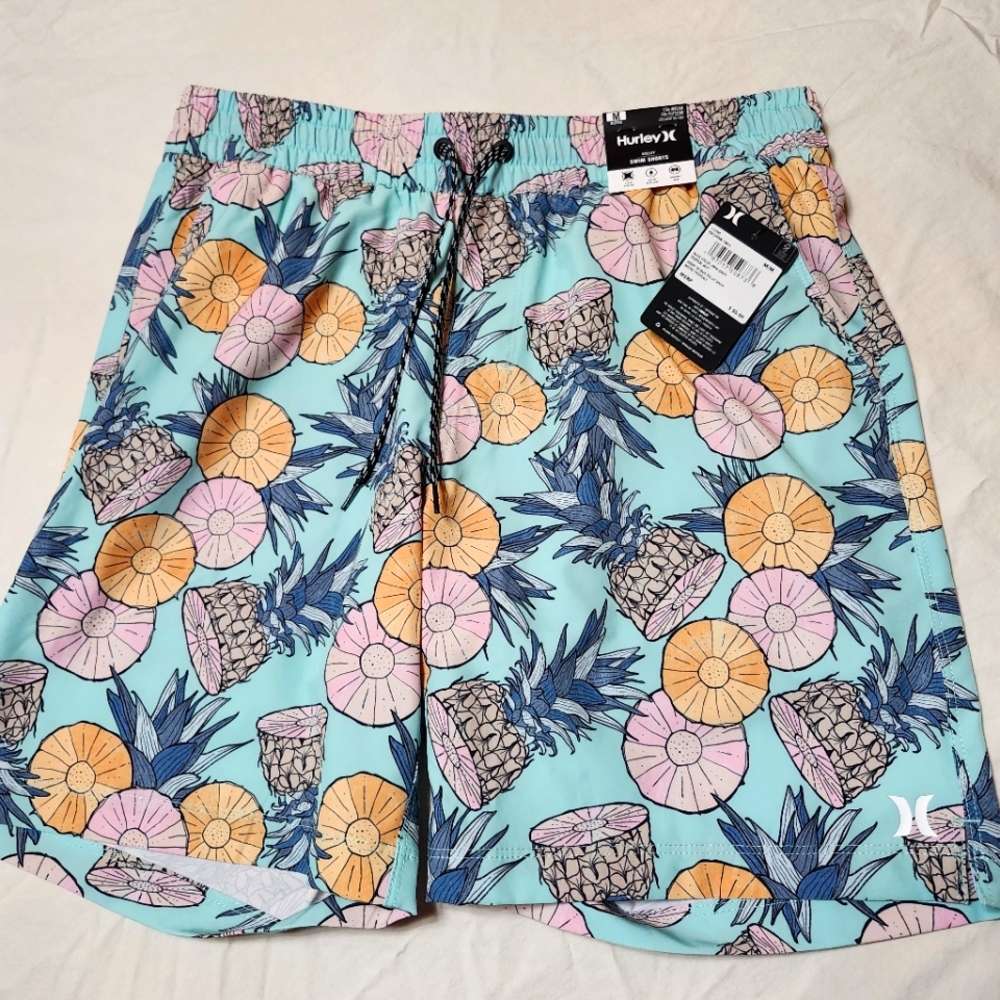 Hurley Hawaiian Pinapple Print Swim Trunks Mens Medium (NWT)